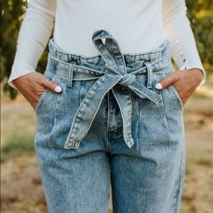 Wishlist Tie Waist Paperbag Jeans